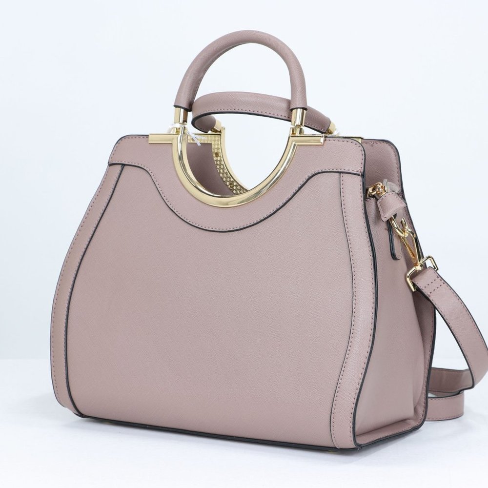 Mauve Faux Leather Purse and Wallet 2 in 1 Set Tote Cross Body Shoulder Hand Bag - Picture 4 of 12